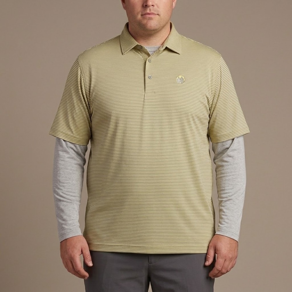 Donald Ross Mens‎ Polo Shirt XL Yellow Grey Striped Performance Golf EUC